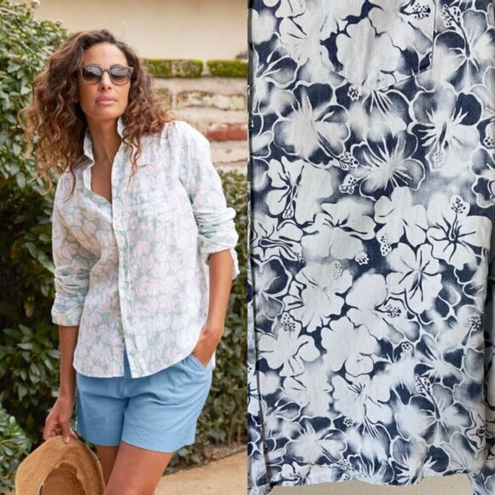 Frank & Eileen Blue White Shirts Button Down  Floral Size L